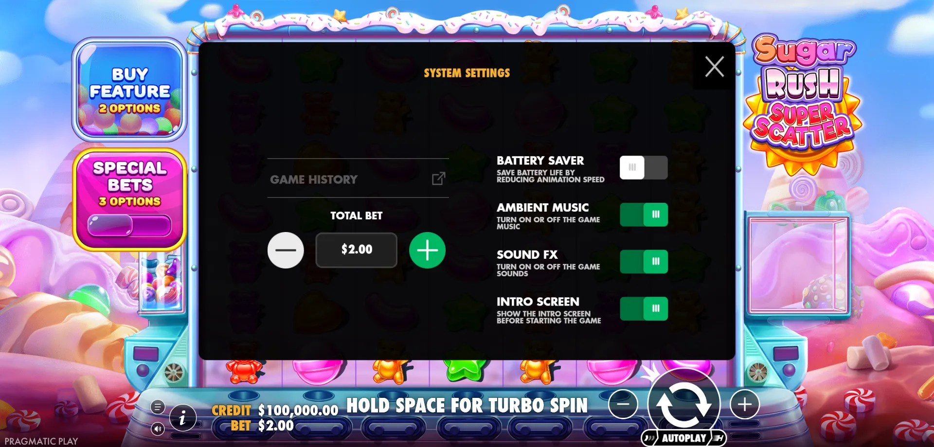 Flat Betting — sugar rush super scatter